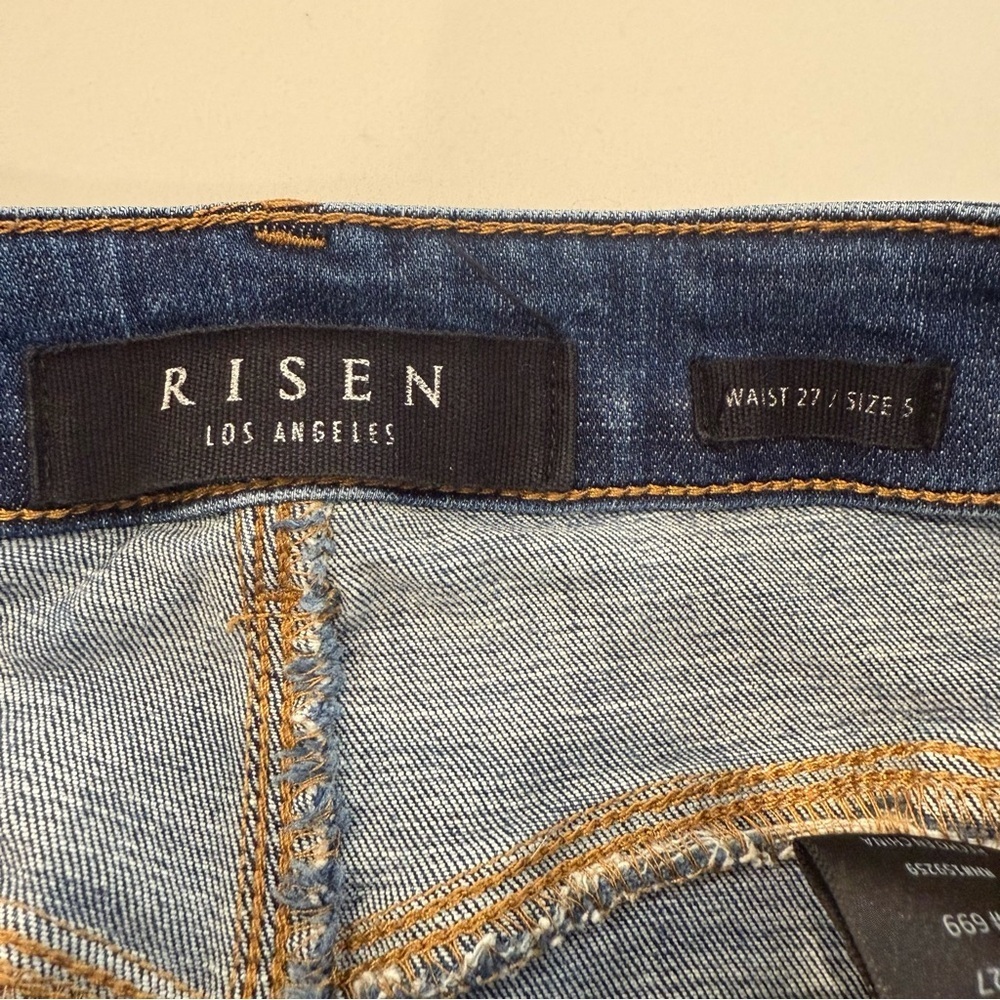Risen Curvy Yoke Hip Up Skinny Denim Jeans Women’s 27 Dark Blue Wash Mid Rise - Picture 4 of 8